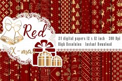 24 Luxury Red and Gold Holiday Christmas Digital Papers Product Image 1