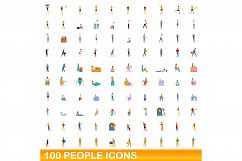 100 people icons set, cartoon style Product Image 1