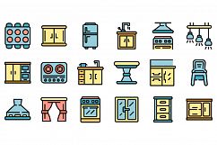 Kitchen furniture icons set vector flat Product Image 1