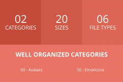 110 Avatars &amp; Emoticons Line Multicolor B/G Icons Product Image 3