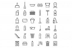 Cleaning services equipment icons set, outline style Product Image 1