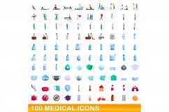 100 medical icons set, cartoon style Product Image 1