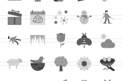 166 Four Seasons Flat Greyscale Icons Product Image 2