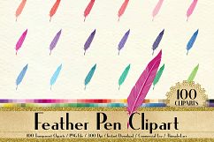 100 Antique Feather Pen Clip Arts, Antique, Retro, European Product Image 1