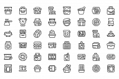 School breakfast icons set, outline style Product Image 1