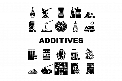 Food Additives Formula Collection Icons Set Vector Product Image 1