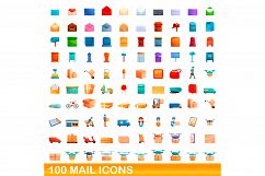 100 mail icons set, cartoon style Product Image 1