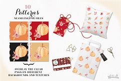 Pumpkin Seamless Harvest Patterns Digital Papers Autumn Fall Floral  Product Image 2