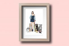 Fashion illustration - Girl with Dogs - Light Skin Product Image 4
