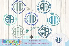 Boho Arrow SVG Monogram Frames Svg, Eps, Dxf, Png Product Image 1