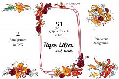 Tiger Lilies &amp; Roses - clip-art Product Image 2