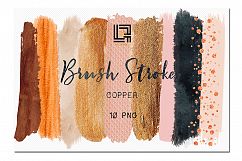 Brush Strokes Clip Art. Copper brush strokes. Autumn colours: copper, twid, pink, peach pink, coal black, beige. Digital Design Resource. Product Image 1