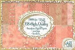 Luxury Rose Gold Glitter Seamless Digital Papers,Borders Set Product Image 1