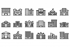 Campus icons set, outline style Product Image 1