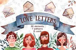 Love Letters - Watercolor Clip Art Set Product Image 1