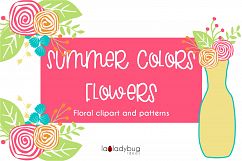 Summer colors flowers. Clip art and digital papers collection. Product Image 1
