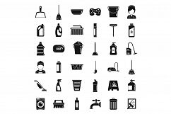 Home cleaning services icons set, simple style Product Image 1