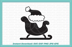 Santa hat in sleigh Christmas svg dxf cutting digital file Product Image 1