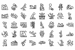 Careless person icons set, outline style Product Image 1