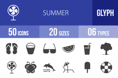 50 Summer Glyph Icons Product Image 1