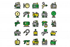 Air compressor icons set, outline style Product Image 1