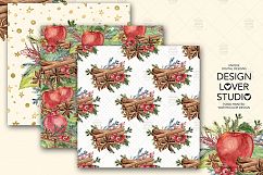 Watercolor Apple Cinnamon digital paper pack Product Image 3