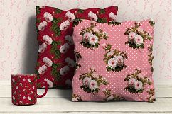 Shabby chic pink roses seamless patterns Product Image 6