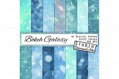Bokeh Galaxy Digital Paper - Blue and Green Night Sky Product Image 1
