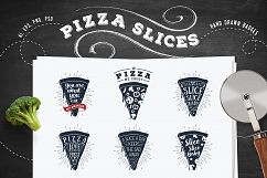 6 Hand Drawn Pizza Slice Badges Product Image 2