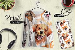 Dogs barking new year PNG watercolor set Product Image 3