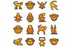 Gibbon icons set vector flat Product Image 1