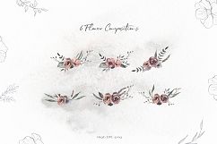 Watercolor Moon &amp; Constellation Flower Leaves and graphics Product Image 4