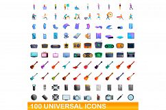 100 universal icons set, cartoon style Product Image 1