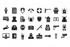 Personal guard icons set, simple style Product Image 1