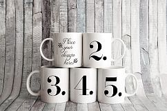 Five white coffee cup mockups 5 mugs rustic smart mockup Product Image 1
