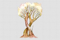 Aquarelle two light brown trees PNG set   Product Image 1