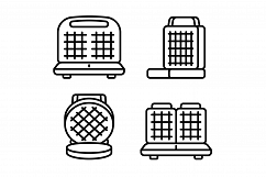 Waffle-iron icons set, outline style Product Image 1