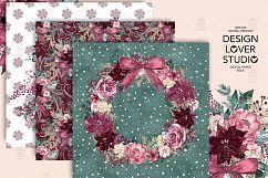 Burgundy Christmas digital paper pack I. Product Image 5