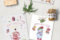 Merry pigsmas. Watercolor collection Product Image 2