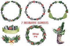 Merry Christmas - Watercolor Clip Art Set Product Image 3