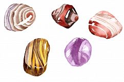 Watercolor semi precious stones PNG set Product Image 1