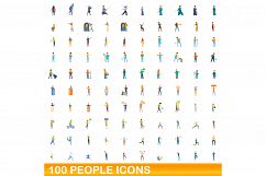 100 people icons set, cartoon style Product Image 1