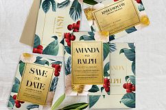 Gold &amp; Floral Wedding Invitation Suite Product Image 3