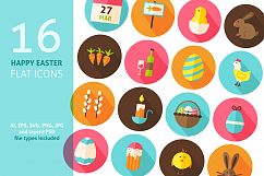 Happy Easter Flat Vector Icons Product Image 1