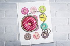 Donuts Printable Round images, Digital Collage Sheet Product Image 1