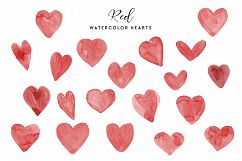 Red Watercolor Hearts - set of 20 handpainted hearts Product Image 1