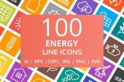 100 Energy Line Multicolor B/G Icons Product Image 1
