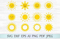 Sun svg, Sun clipart, Cute sun svg file, Sun face svg, Sun vector, Sun cut file, Sun clip art, Monogram sun svg Product Image 1