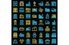 Milk factory icons set vector neon Product Image 1
