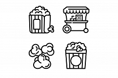 Popcorn icons set, outline style Product Image 1